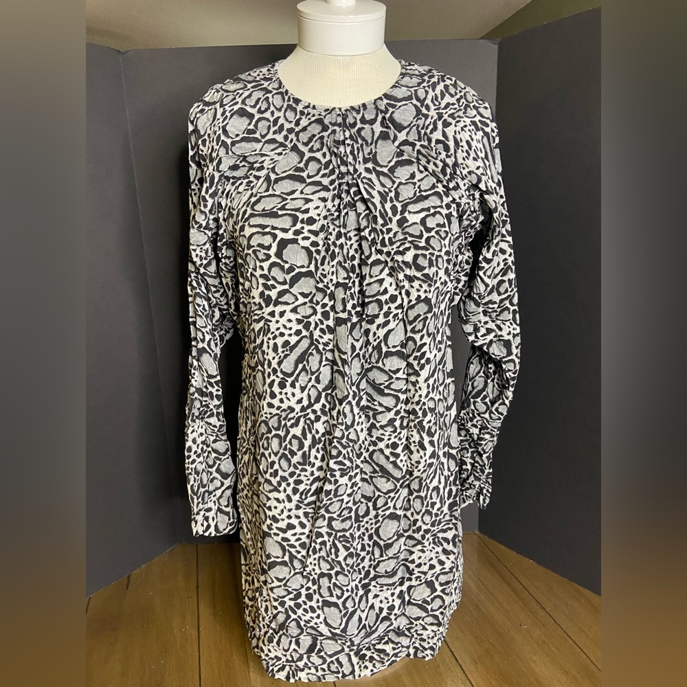 BCBG MaxAzria black/white/gray cheetah print dress, size 4